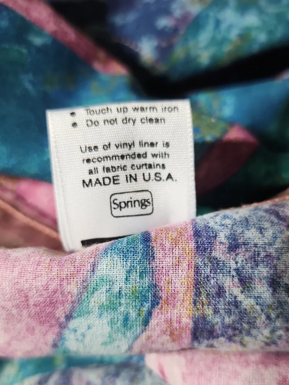 💥4th July Sale 💥1980s Abstract Geometric Print Curtain Panel Teal Pink 68